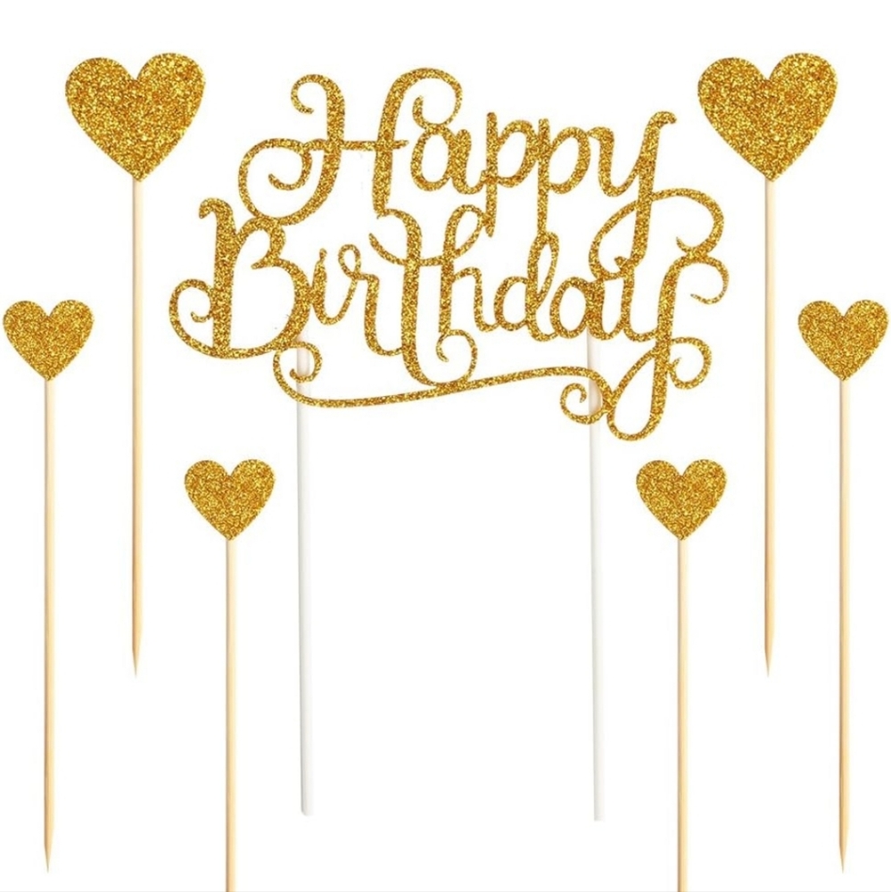 Happy Birthday Glitter Cake Topper